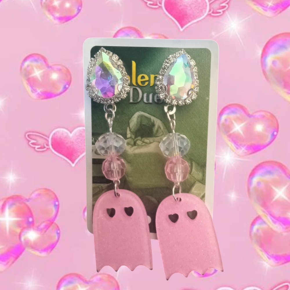Pink Ghost Dangle Earrings
